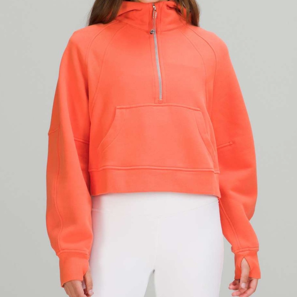 LULULEMON warm coral scuba hoodie half zip size medium / large great condition